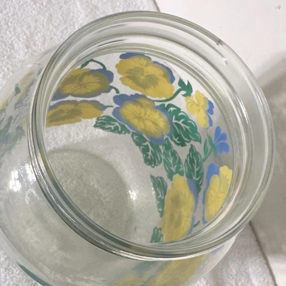 Vintage Large Floral Pansy Print Gallon Storage Jar With Lid - Picture 10 of 14